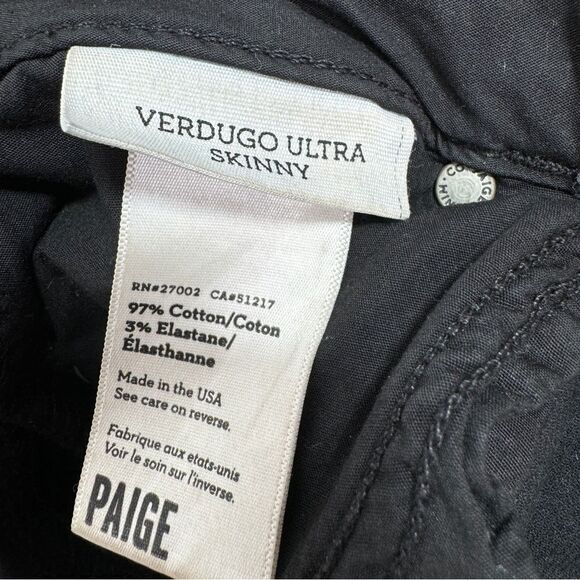 Paige Verdugo Ultra Skinny Velvet Micro Corduroy Jeans Overdye Black 30 - Picture 10 of 14
